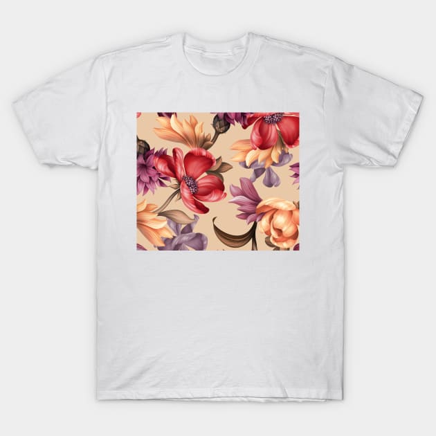 Elegant taupe classic floral T-Shirt by RoseAesthetic